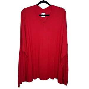 PLANET / red dolman sleeve oversized tunic v-neck sweater / OS